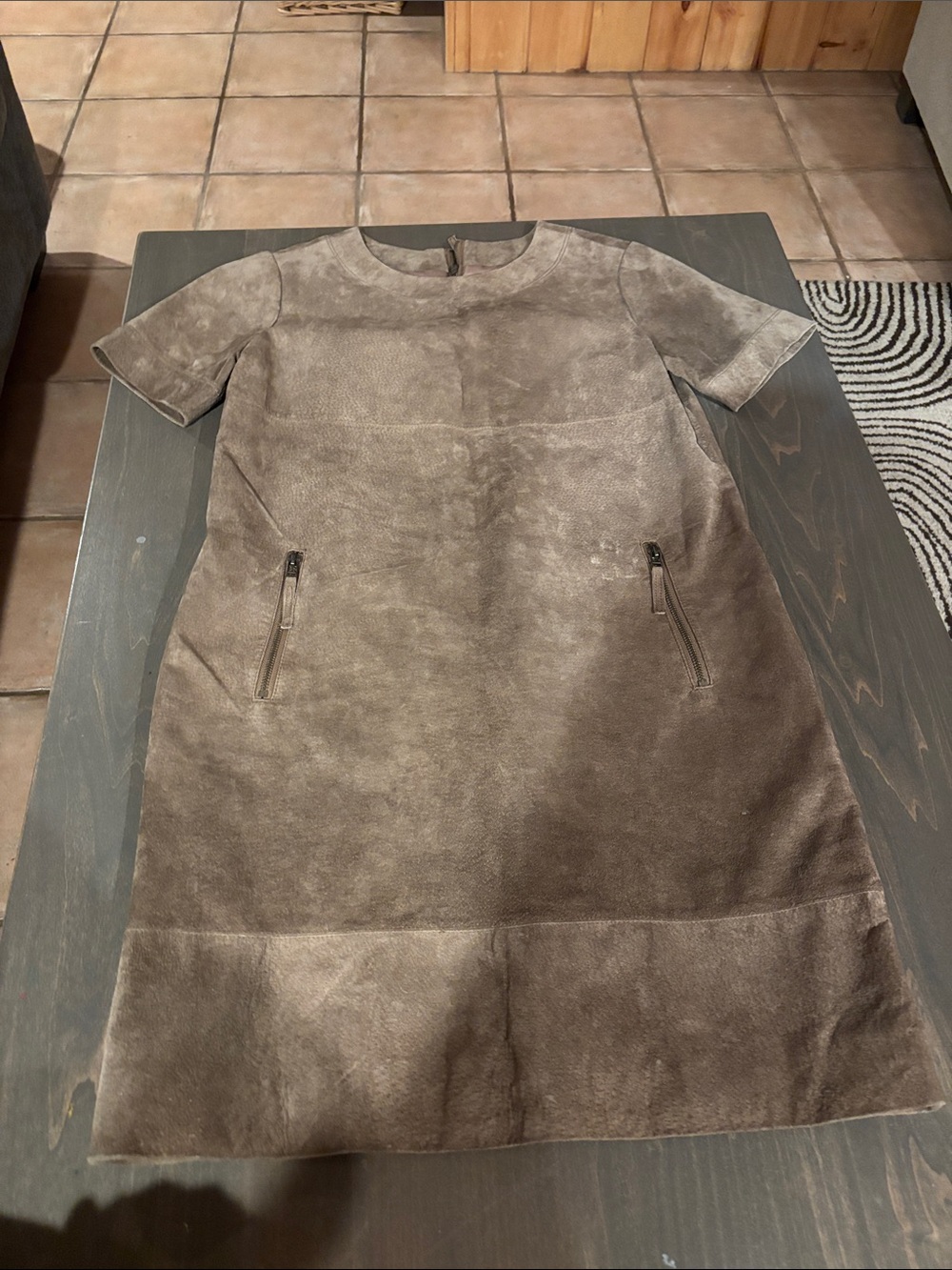 Women's suede short sleeve dress